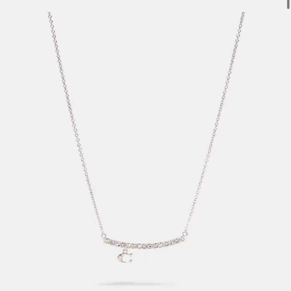 Coach Signature Pave Bar Necklace 91431 silver
